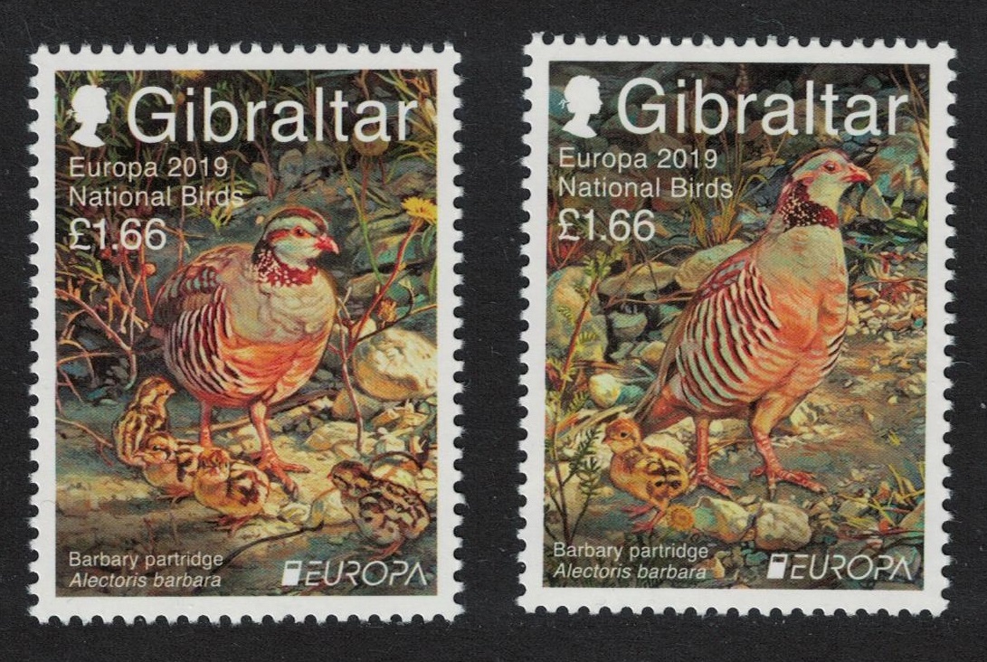 Gibraltar Birds Barbary Partridge &#39;Alectoris barbara&#39; 2v 2019 MNH SG#1840-1841