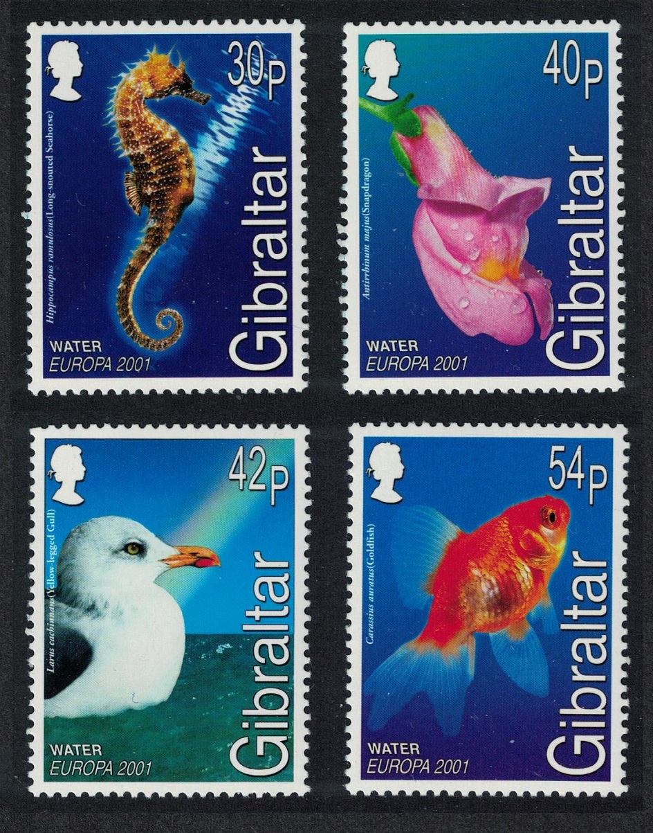 Gibraltar Gull Bird Seahorse Goldfish Fishes Snapdragon Flower 4v 2001 MNH SG#968-971