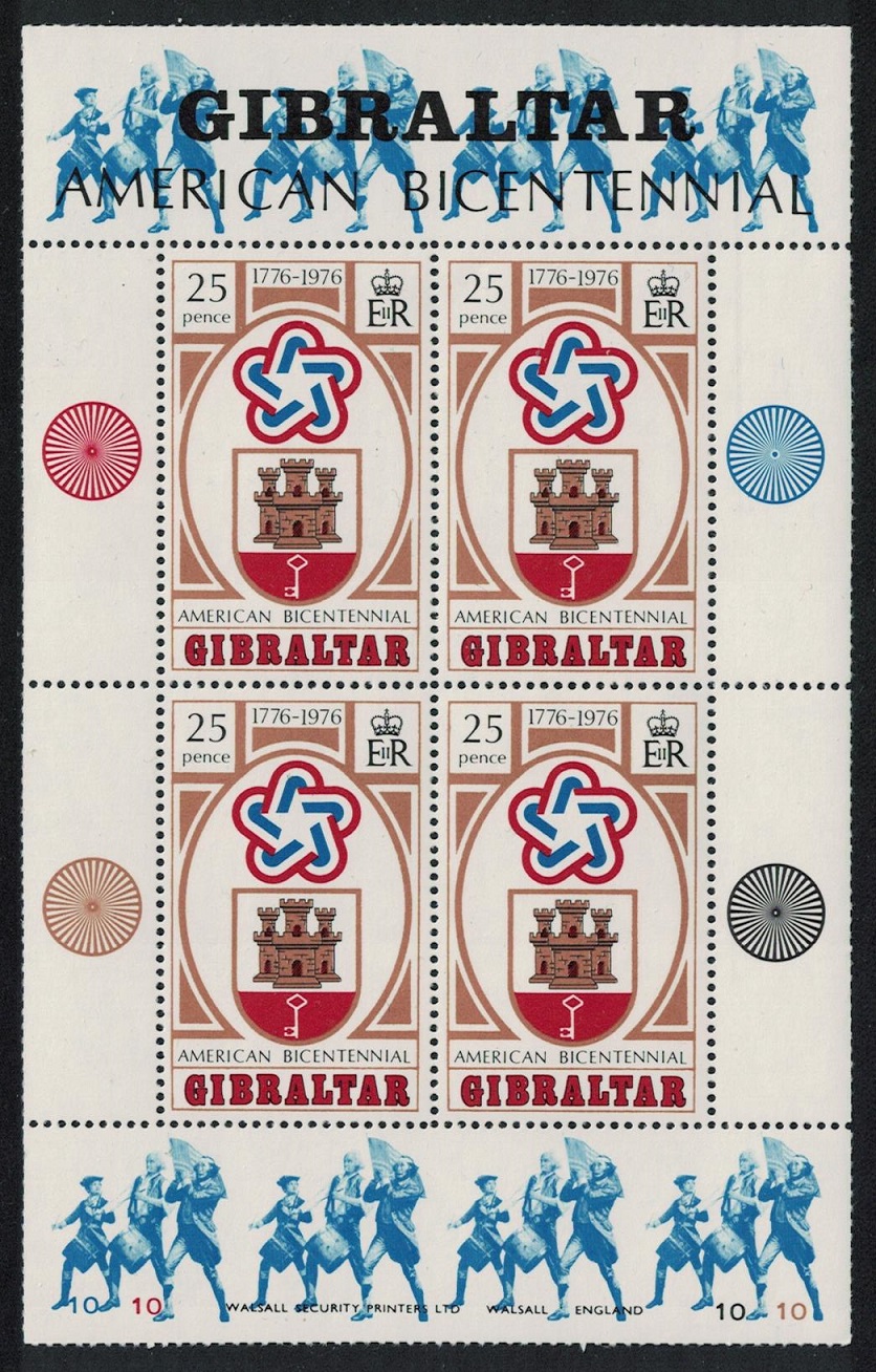 Gibraltar American Revolution MS Imprint &#39;1O&#39; MNH SG#362 Sc#329a