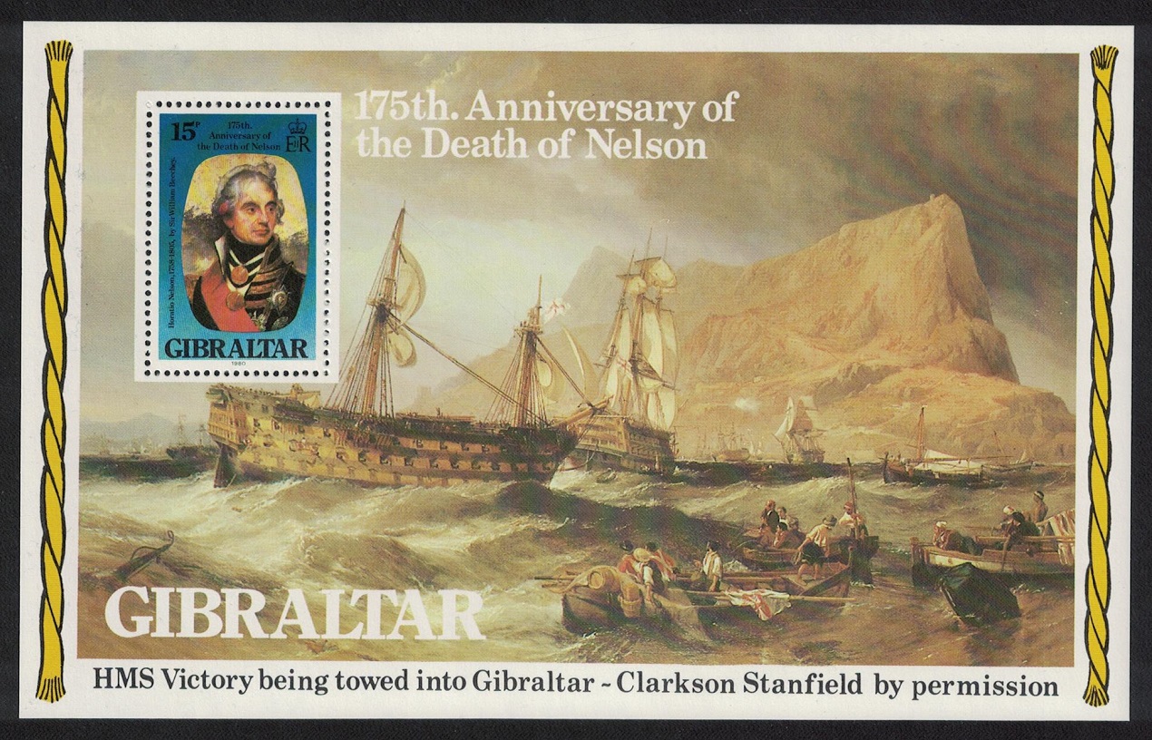 Gibraltar 175th Death Anniversary of Nelson Paintings MS 1980 MNH SG#MS441 MI#Block 7 Sc#396a