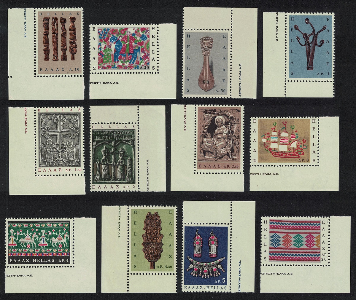 Greece Greek Popular Art 12v Corners 1966 MNH SG#1023-1034 MI#921-932 Sc#864-875