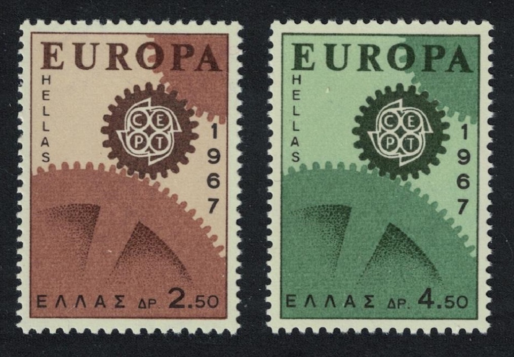 Greece Cogwheels Europa 2v 1967 MNH SG#1050-1051 MI#948-949 Sc#891-892