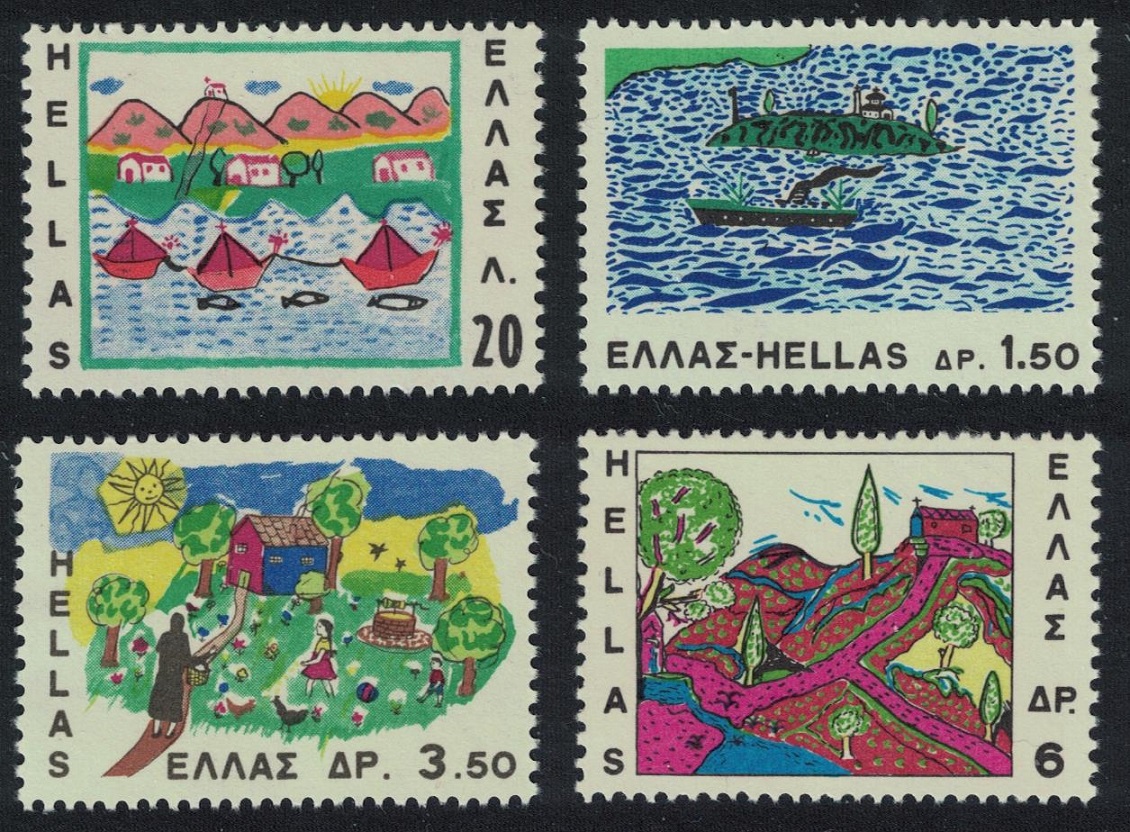 Greece Children&#39;s Drawings 4v 1967 MNH SG#1064-1067 MI#962-965 Sc#905-908