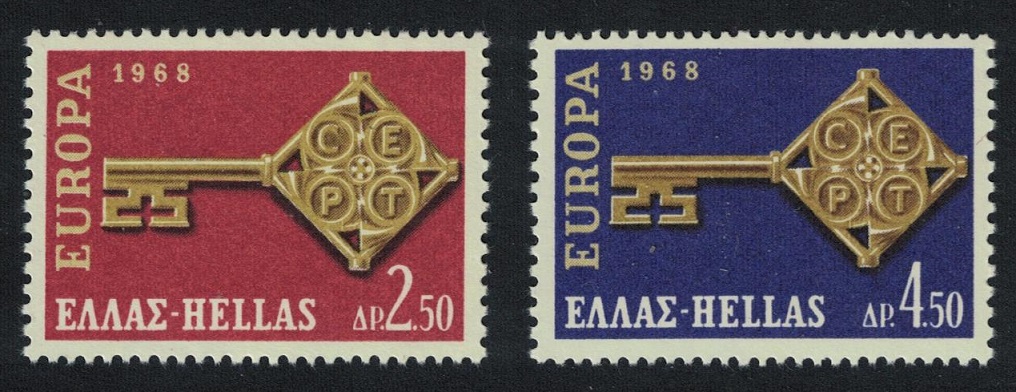 Greece Key with CEPT in handle Europa 2v 1968 MNH SG#1076-1077 MI#974-975 Sc#916-917