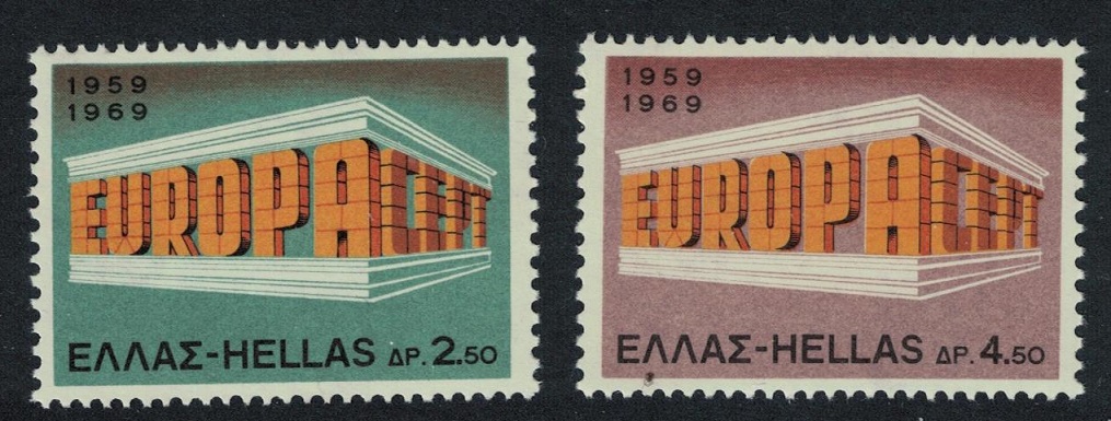 Greece Colonnade Europa 2v 1969 MNH SG#1106-1107 MI#1004-1005