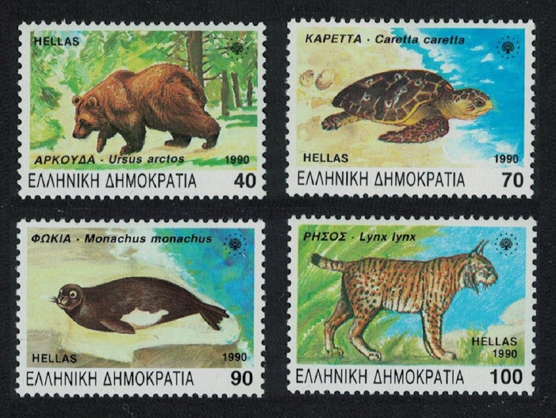 Greece Bear Turtle Seal Lynx Endangered Animals 4v 1990 MNH SG#1837-1840 MI#1738-17441