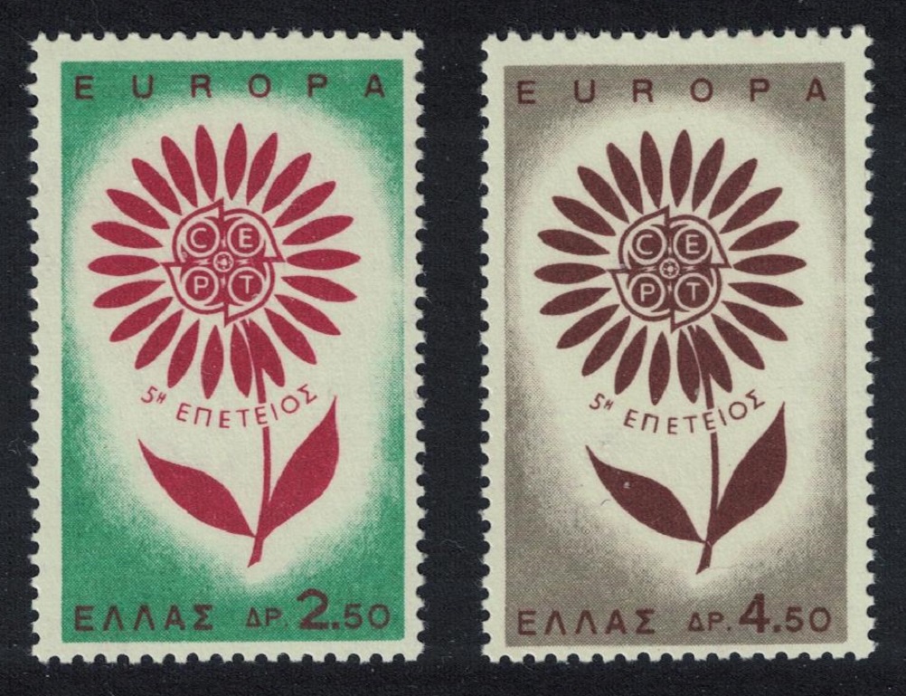 Greece Flower with 22 petals Europa 2v 1964 MNH SG#960-961 MI#858-859 Sc#860-861