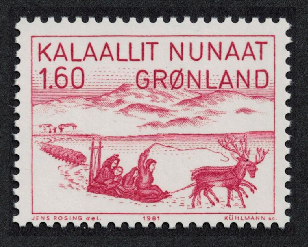 Greenland &#39;Reindeer Sledge&#39; Drawing by Jens Kreutzmann 1980 MNH SG#126