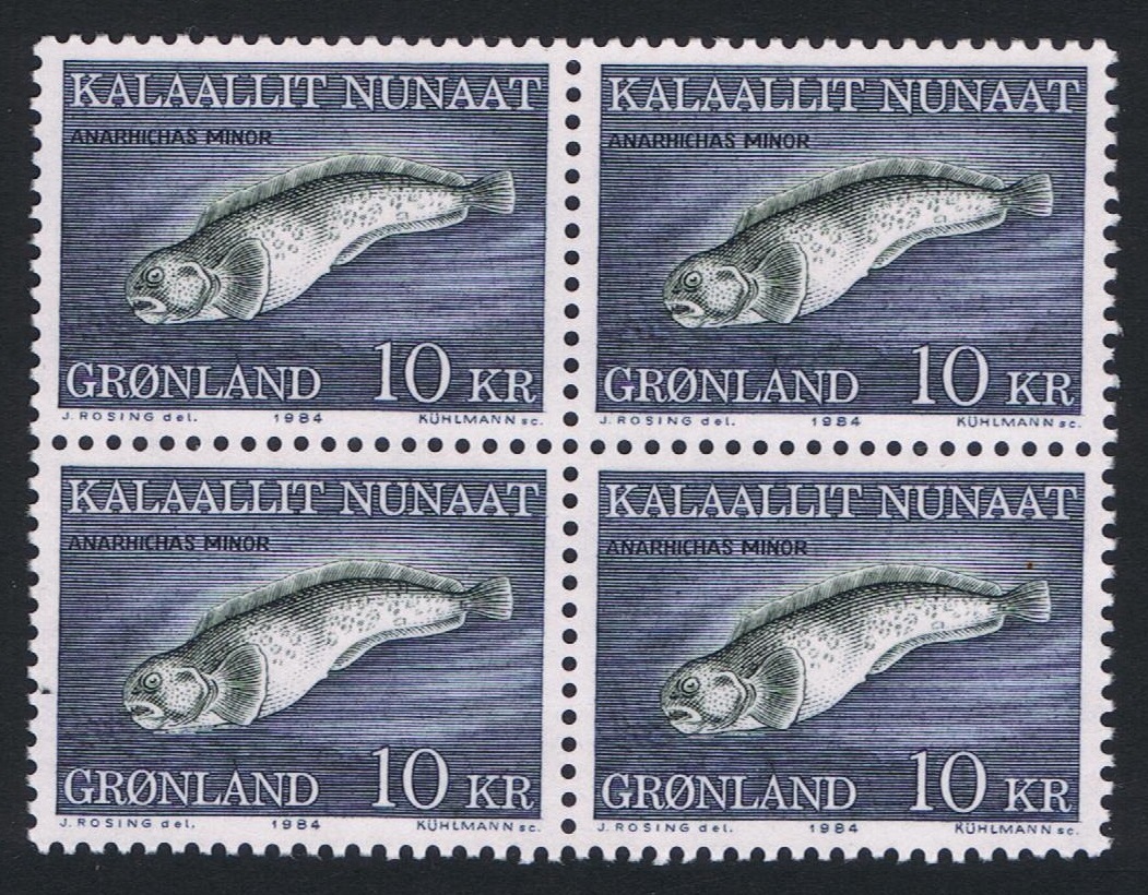 Greenland Fish Spotted Wolffish 10Kr Block 2*2 1984 MNH SG#151 MI#154 Sc#137