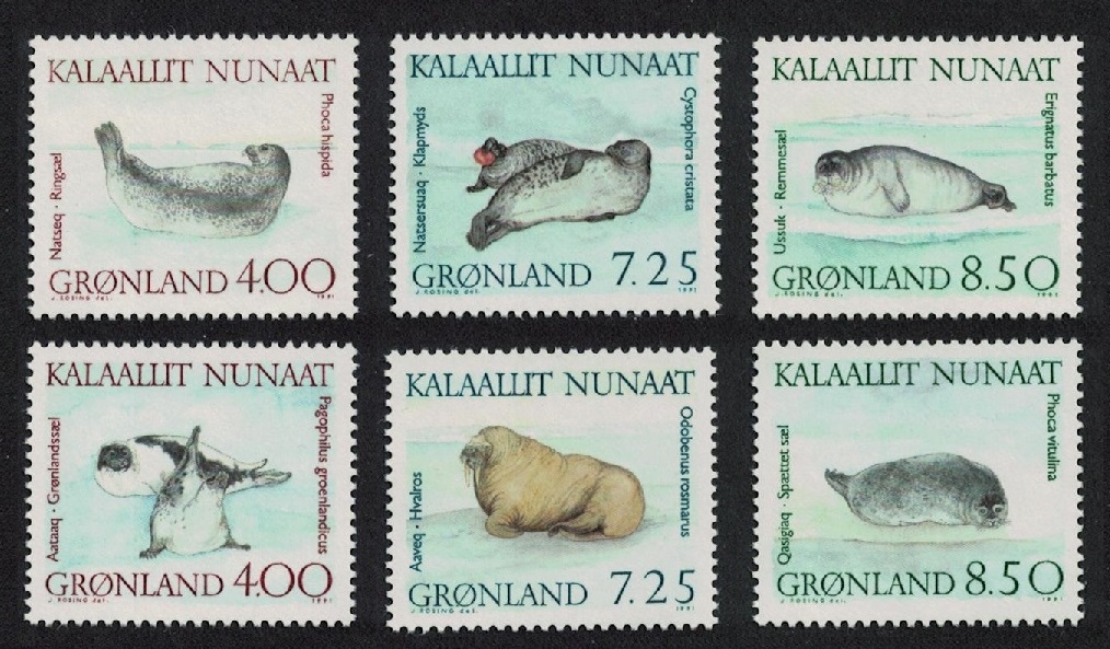 Greenland Walrus Seals Marine Mammals 6v 1991 MNH SG#228-233