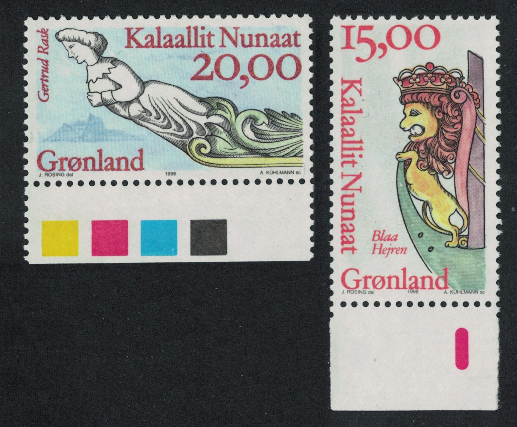 Greenland Figureheads from Greenlandic Ships 2v 1996 MNH SG#306-307 MI#294-295 Sc#309-310