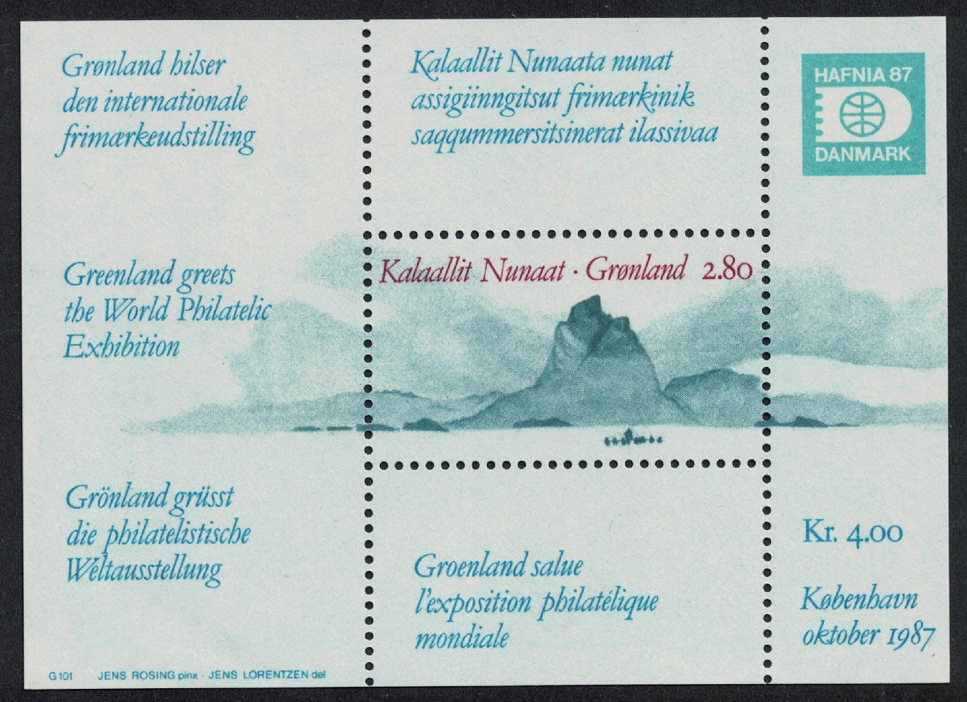 Greenland Uummannaq Mountain MS 1987 MNH SG#MS193