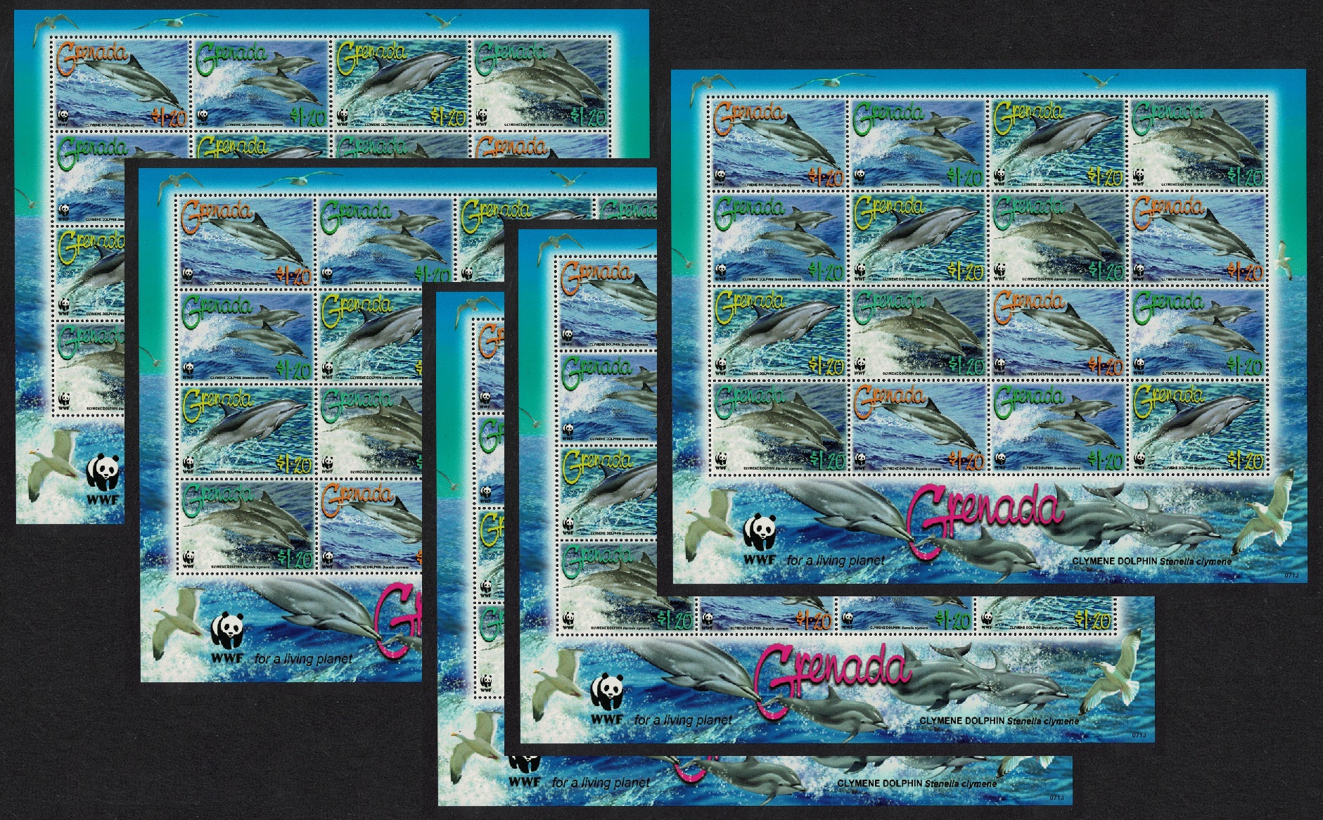 Grenada WWF Clymene Dolphin 5 Sheetlets [A] 2007 MNH SG#5288-5291 MI#5925-5928 Sc#3654a-d