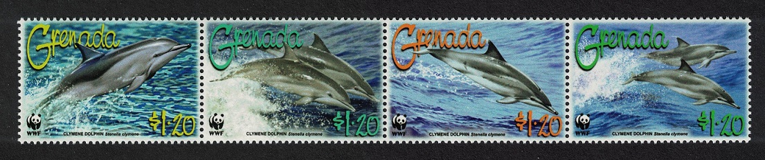 Grenada WWF Clymene Dolphin Strip of 4v 2007 MNH SG#5288-5291 MI#5925-5928 Sc#3654a-d