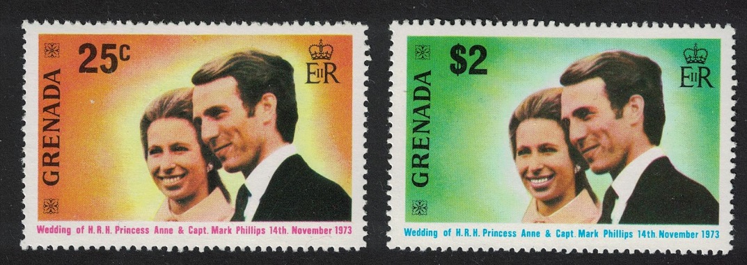 Grenada Princess Anne Royal Wedding 2v 1973 MNH SG#582-583 Sc#516-517