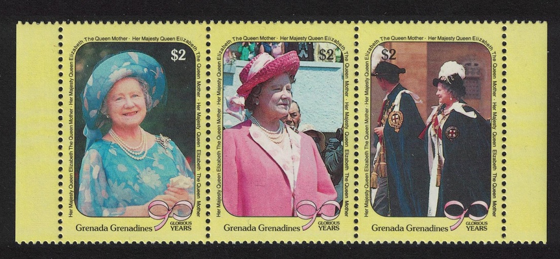 Grenada Grenadines 90th Birthday of Queen Elizabeth the Queen Mother 3v 1990 MNH SG#1262-1264