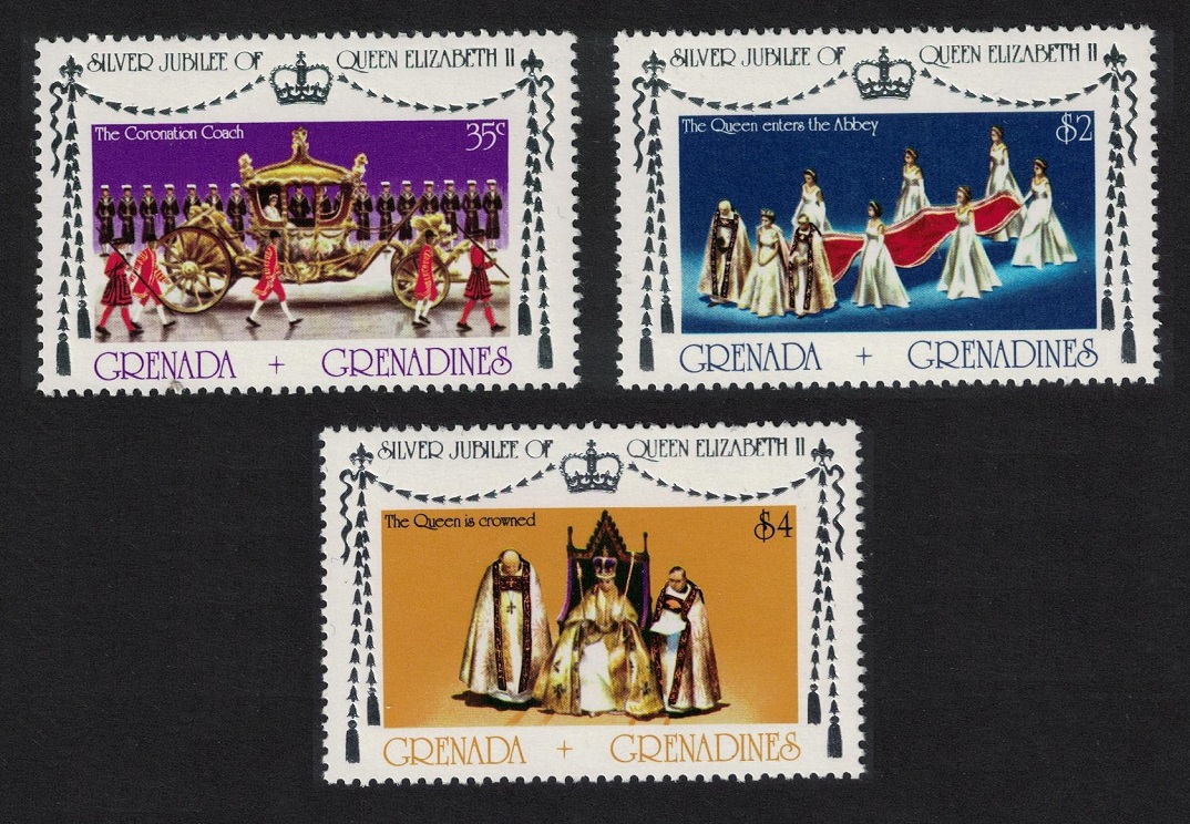 Grenada Grenadines Royal Silver Jubilee 3v 1977 MNH SG#215-217