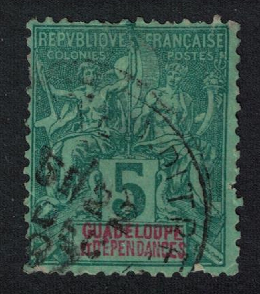 Guadeloupe Tablet key-type inscr &#39;GUADELOUPE ET DEPENDANCES&#39; 5c 1892 Canc SG#38