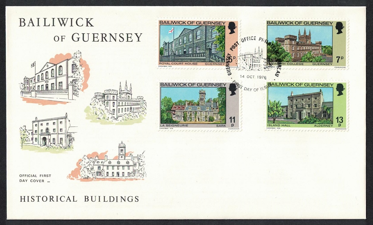 Guernsey Christmas Buildings 4v FDC 1976 SG#145-148 Sc#141-144