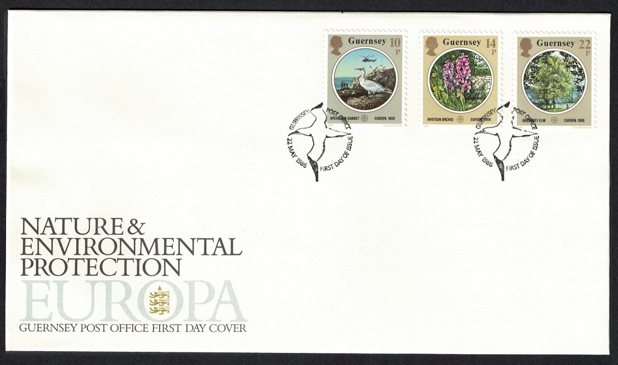 Guernsey Birds Orchids Europa Nature and Environmental Protection FDC 1986 SG#366-368