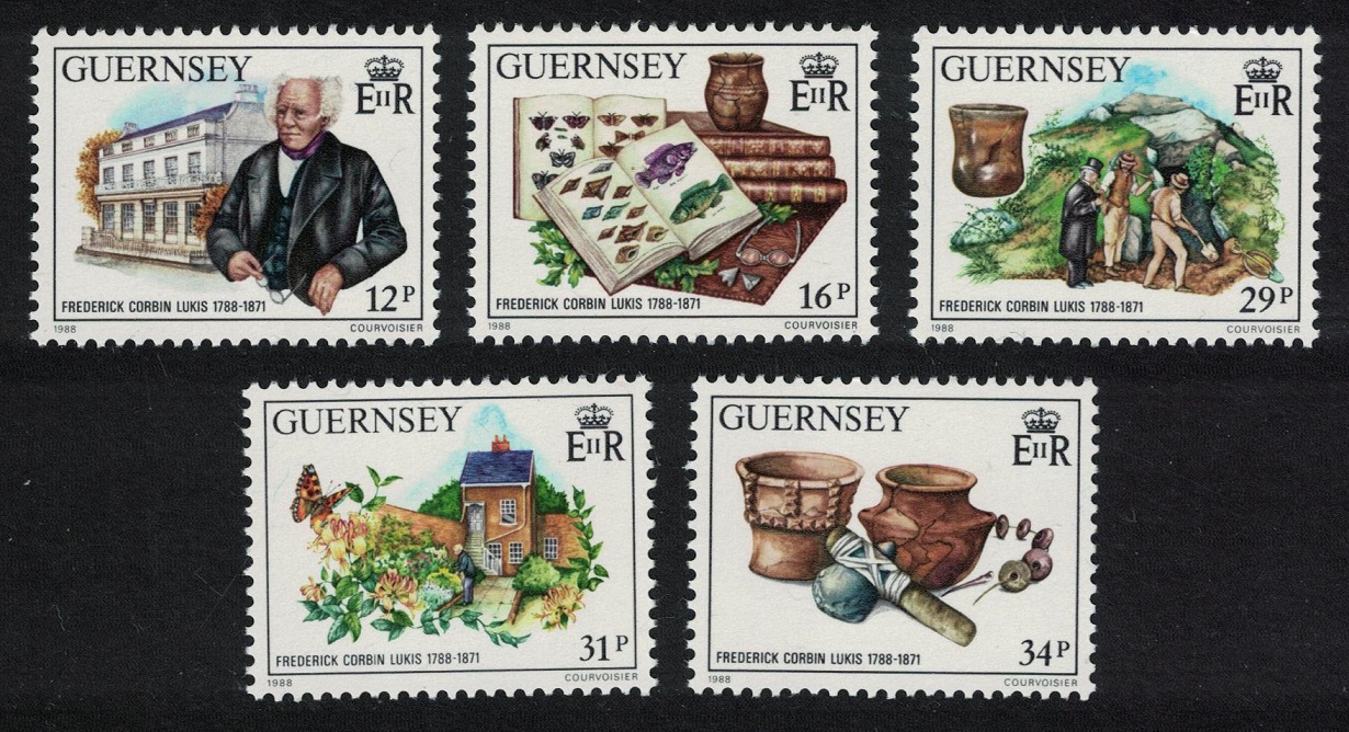 Guernsey Archaeology Butterfly Frederick Corbin Lukis 5v 1988 MNH SG#424-428