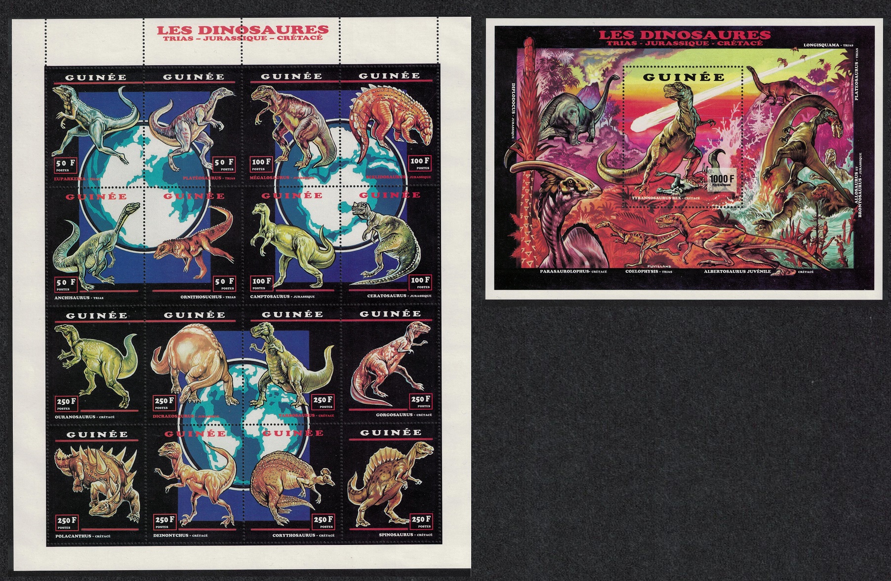 Guinea Dinosaurs Prehistoric Animals Sheetlet+MS 1995 MNH SG#1570-MS1586 MI#1465A-1480A+Block 487A