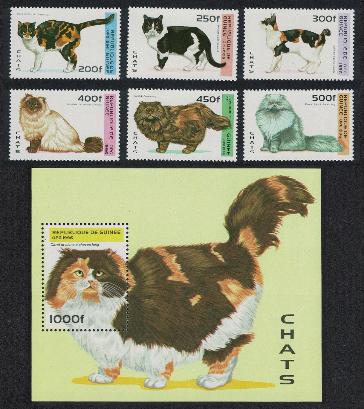 Guinea Cats 6v+MS 1996 MNH SG#1705-MS1711 MI#1603-1608+Block 504