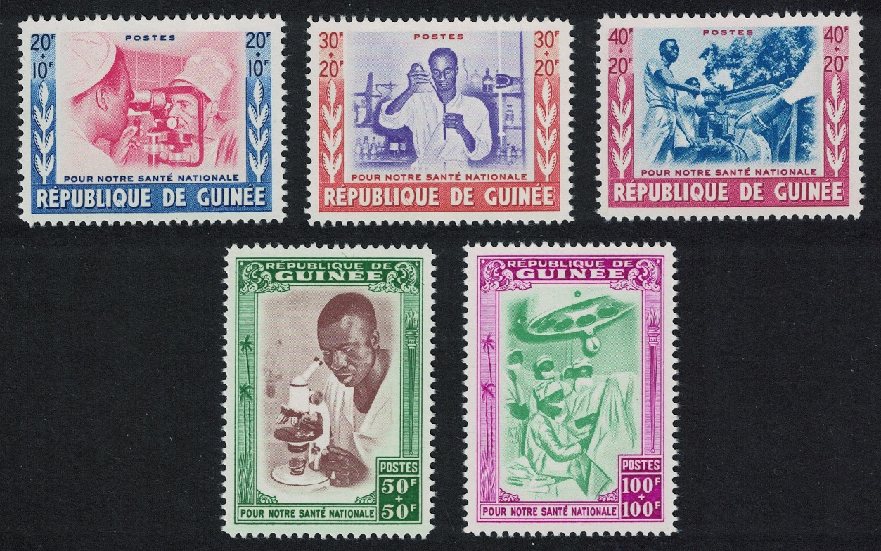 Guinea National Health Inscr &#39;POUR NOTRE SANTE NATIONALE&#39; 5v 1960 MNH SG#236-240 MI#37-41