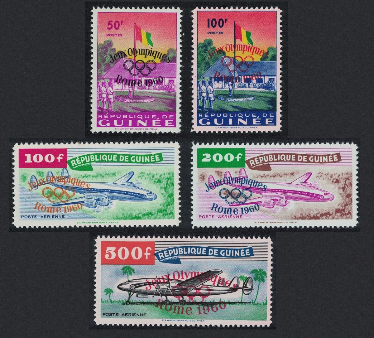 Guinea Olympic Games Rome Overprinted 1960 5v 1960 MNH SG#248-252 MI#49-53 Sc#201-202+C14-C16