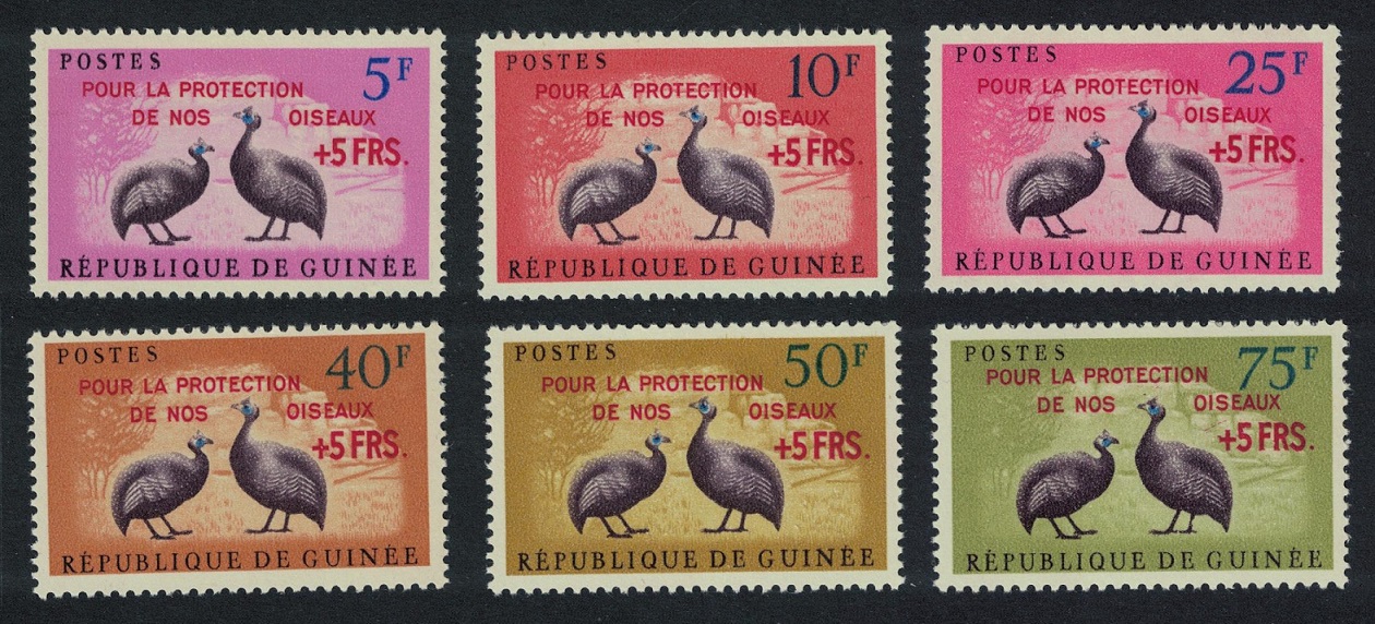 Guinea Guinea-fowl Birds stamps surcharged 6v 1962 MNH SG#305-310 MI#107-112