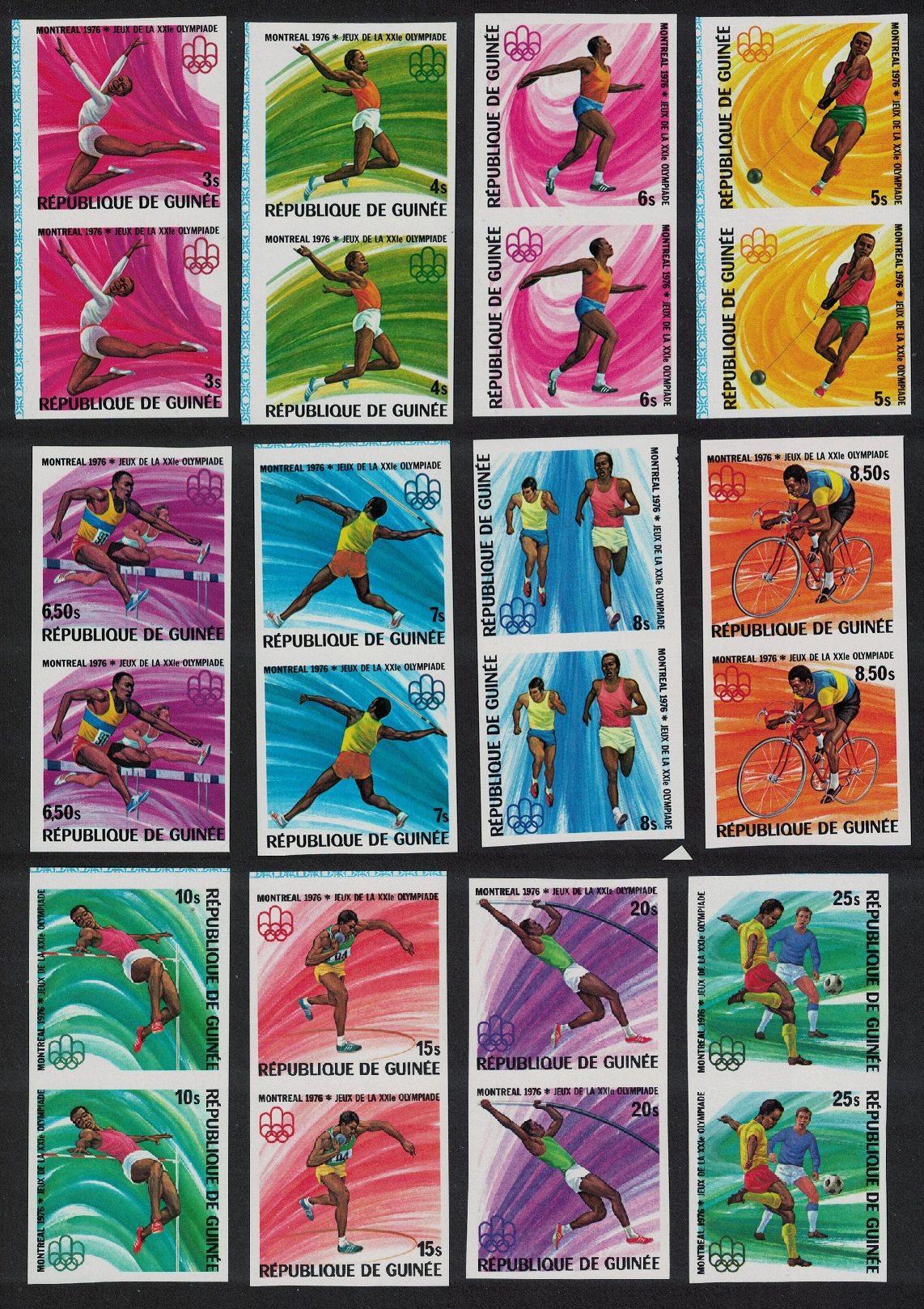 Guinea Olympic Games Montreal 12v Imperf Pairs 1976 MNH SG#894-905 MI#740B-751B