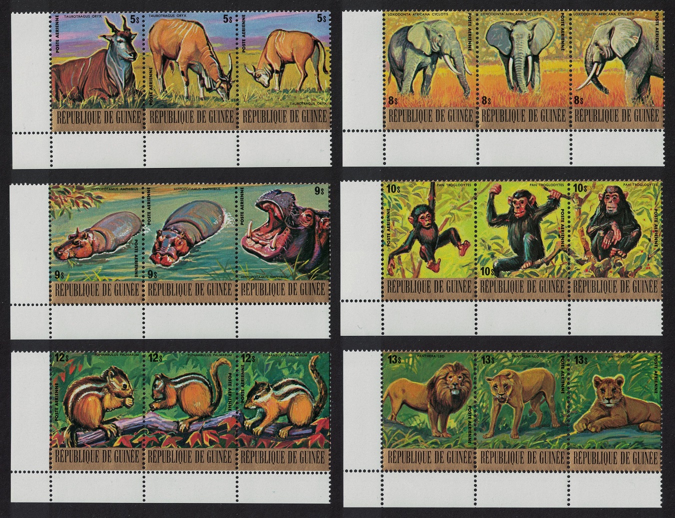 Guinea Rhino Lion Chimpanzee Elephant Eland Endangered Animals 18v 1977 MNH SG#966-983 MI#793-810