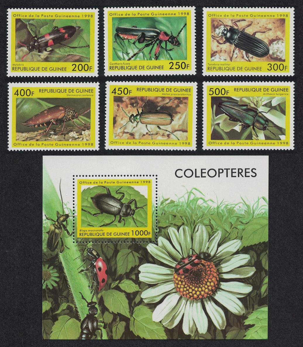 Guinea Beetles Flowers Insects 6v+MS 1998 MNH MI#1894-1899+Block 535