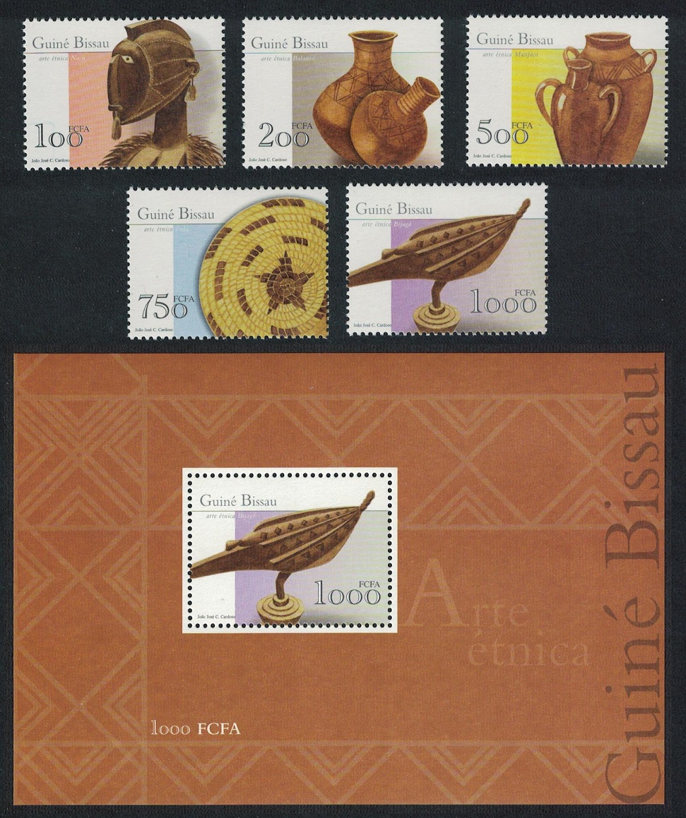 Guinea-Bissau Traditional Art 5v+MS 2001 MNH SG#1336-MS1341