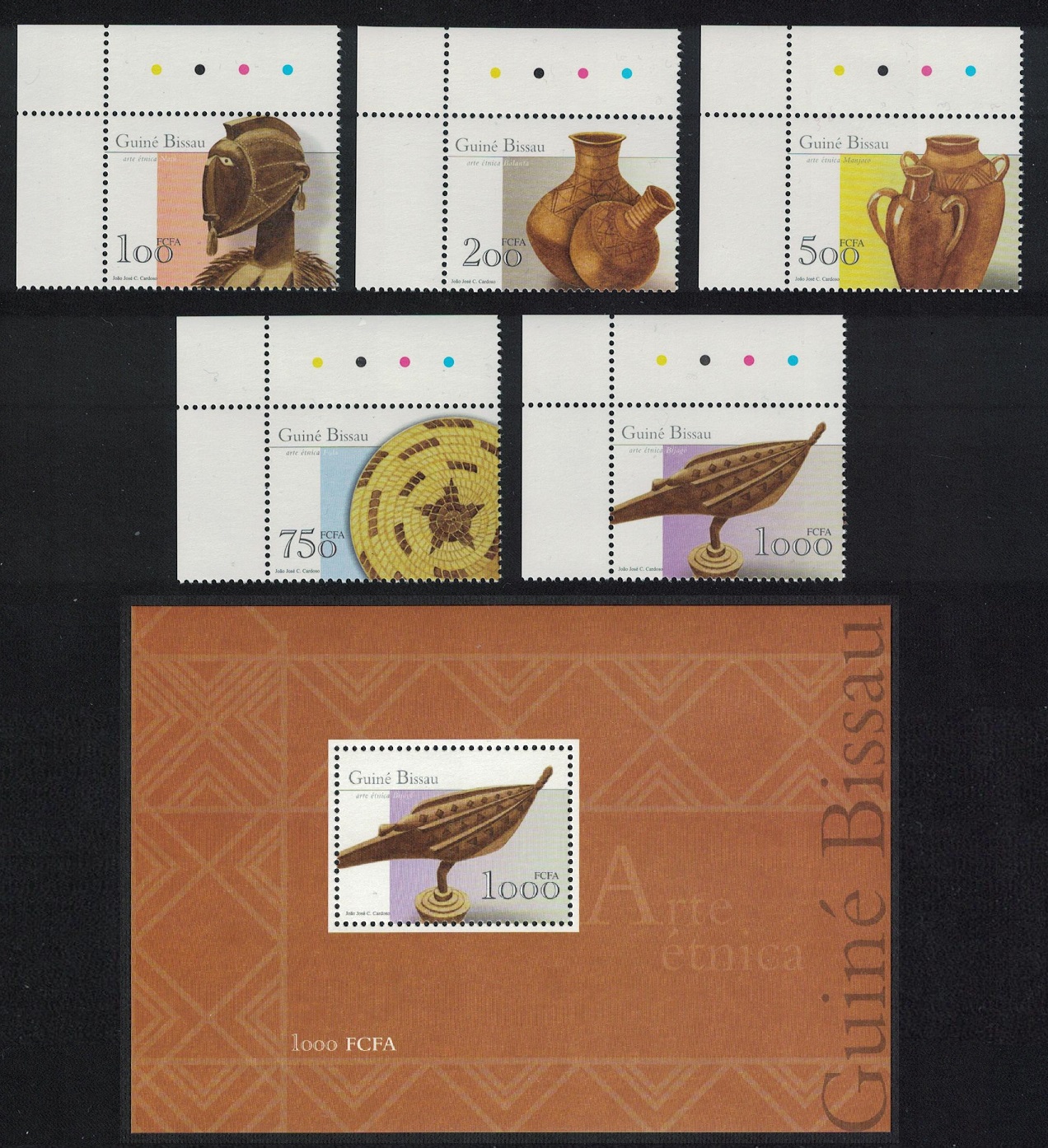 Guinea-Bissau Traditional Art 5v Corners +MS 2001 MNH SG#1336-MS1341