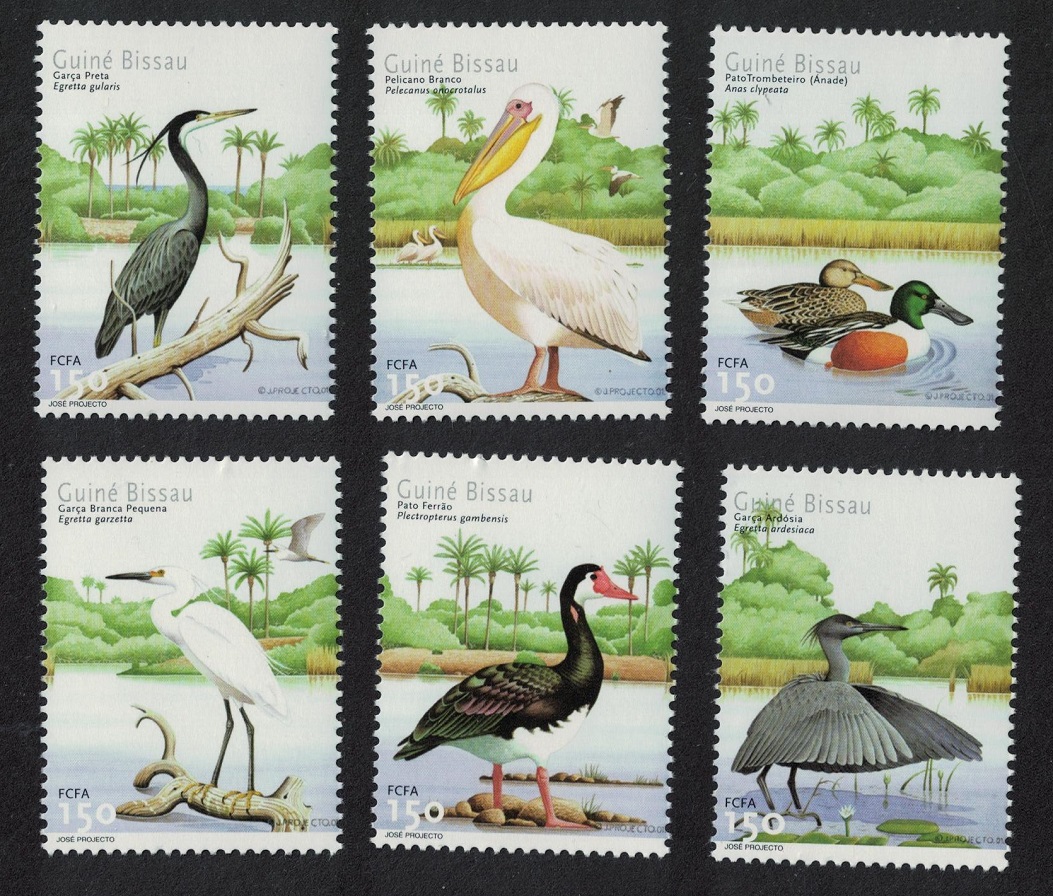 Guinea-Bissau Heron Egret Pelican Goose Mallard Water birds 6v 2001 MNH SG#1342-1347