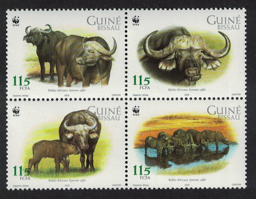 Guinea-Bissau WWF African Buffalo 4v Block of 4 2002 MNH SG#1351-1354 MI#2009-2012