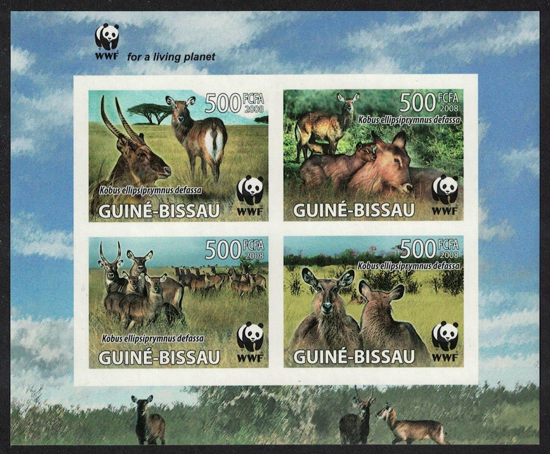 Guinea-Bissau WWF Defassa Waterbuck MS Imperf 2008 MNH MI#3919-3922