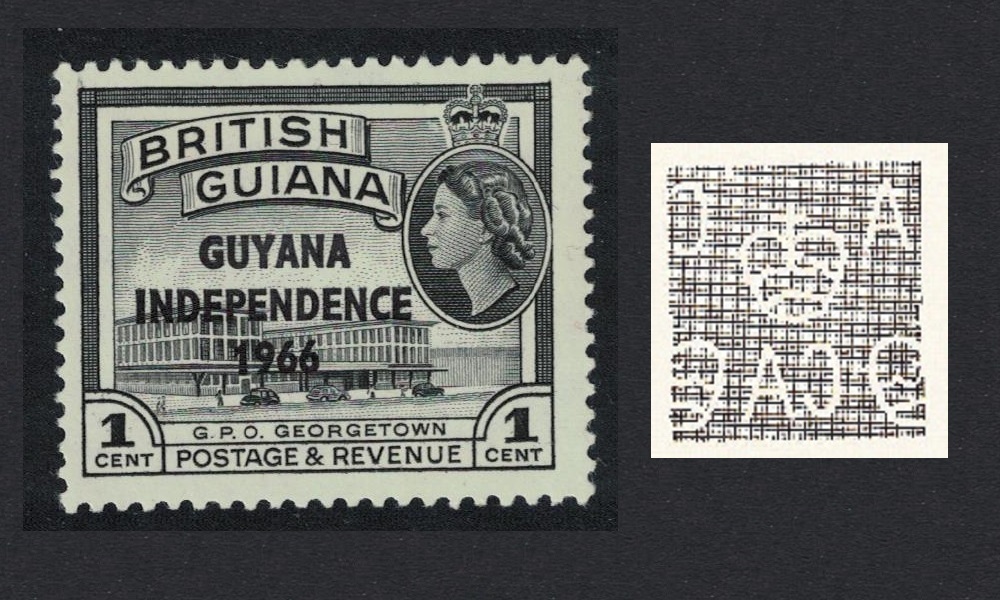 Guyana &#39;Independence&#39; Overprint 1c Watermark Ww12 Upright 1967 MNH SG#385