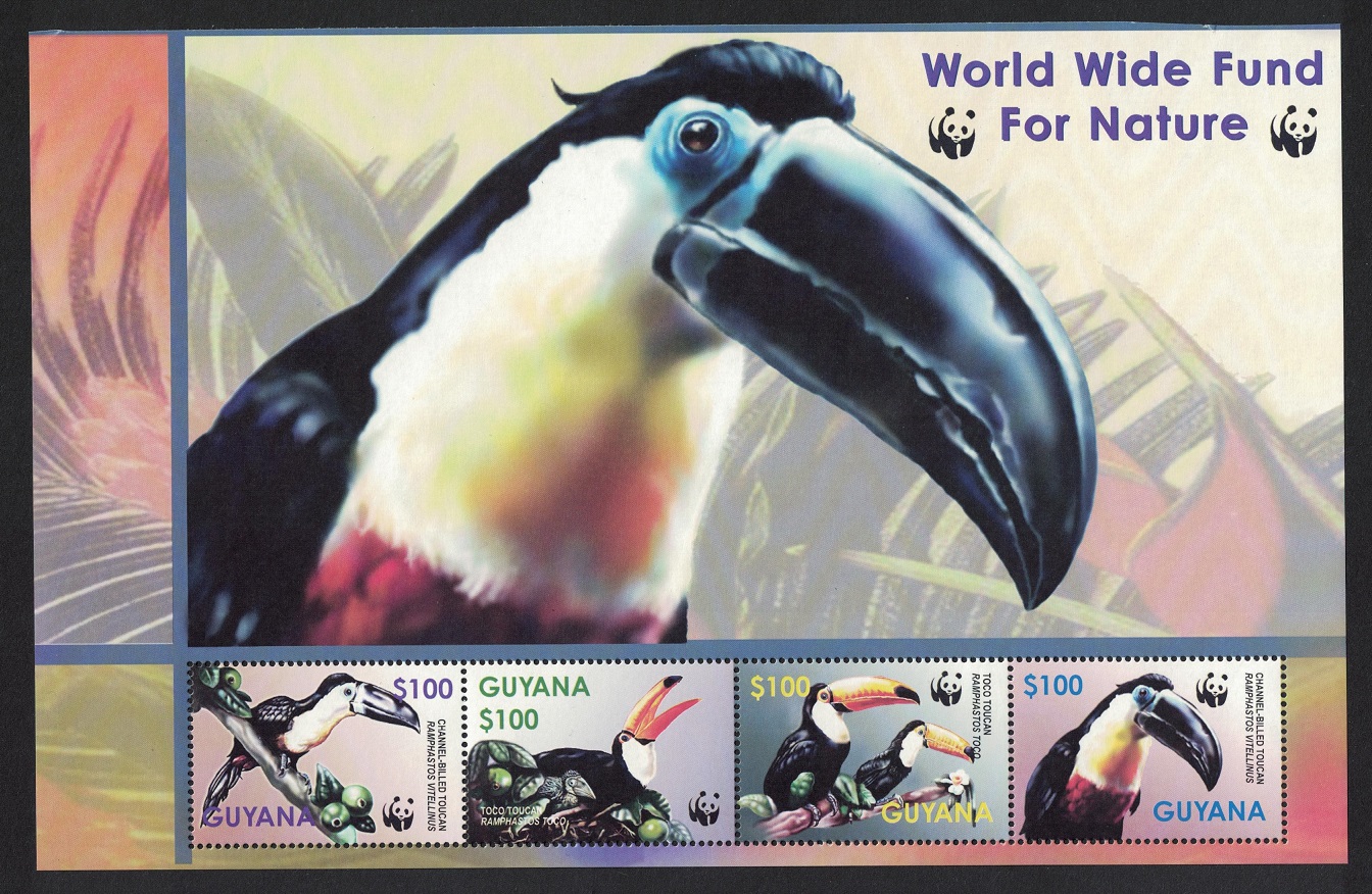 Guyana Birds WWF Toucans 4v Top Strip 2003 MNH SG#6406-6409 MI#7626-7629 Sc#3792 a-d