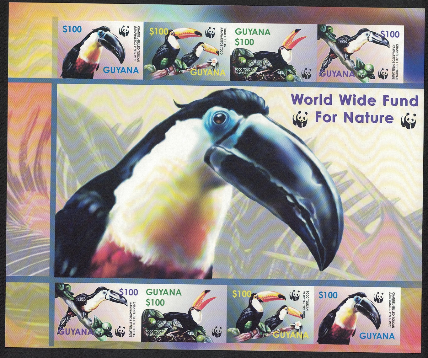 Guyana Birds WWF Toucans MS Imperf 2003 MNH SG#MS6410 MI#7626-7629 Sc#3792 a-d