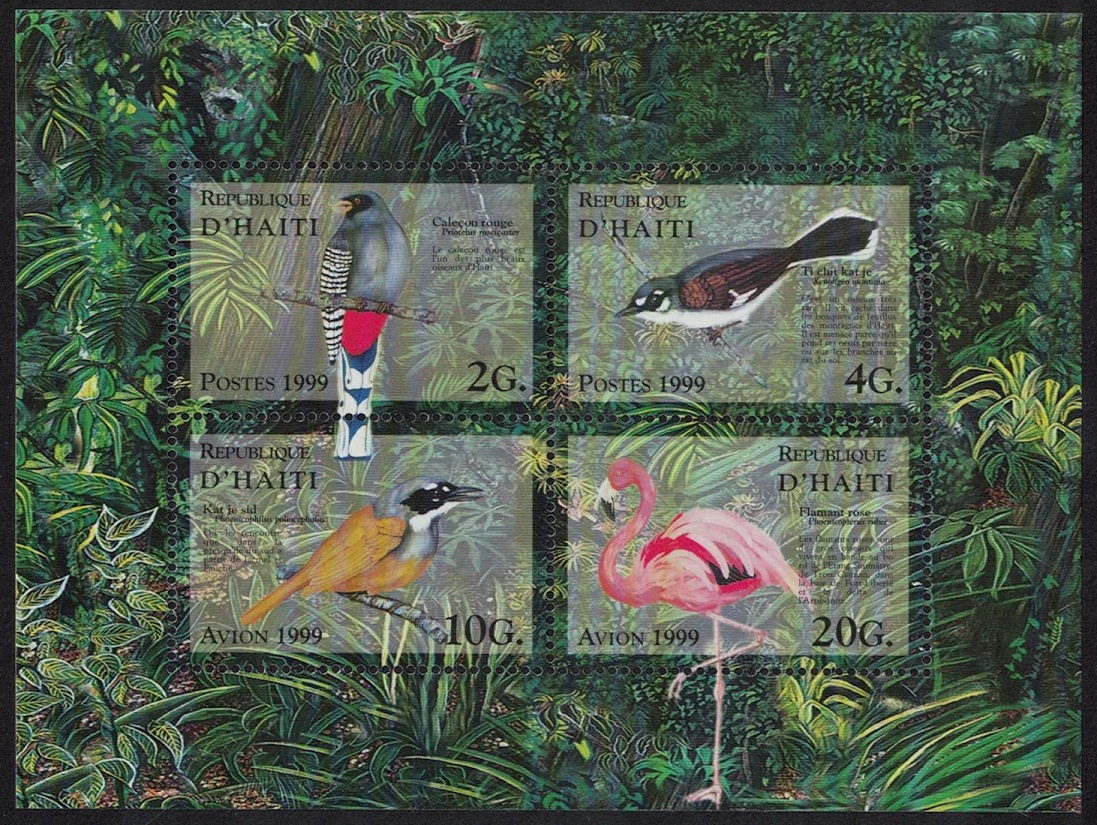 Haiti Birds Flamingo Trogon Warbler MS 1999 MNH SG#MS1644 MI#Block 71 Sc#912a