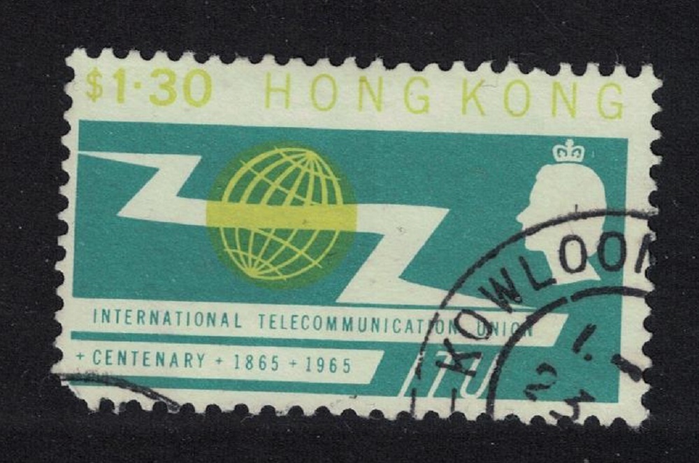 Hong Kong Centenary of ITU $1.30 Def 1965 Canc SG#215