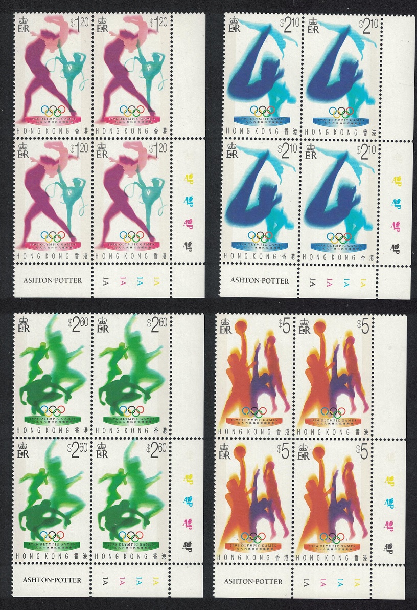 Hong Kong Olympic Games Atlanta 4v Corner Blocks of 4 1996 MNH SG#822-825 MI#762A-65A Sc#739-42