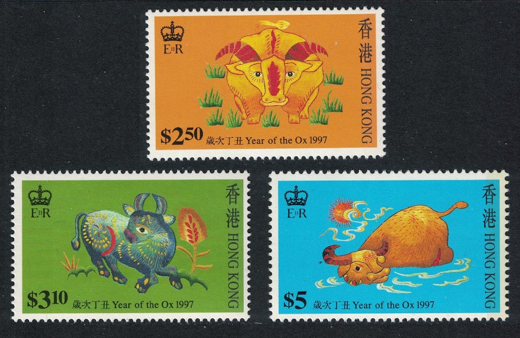 Hong Kong Chinese New Year of the Ox 3v 1997 MNH SG#875-877 MI#786C-788C Sc#781-83