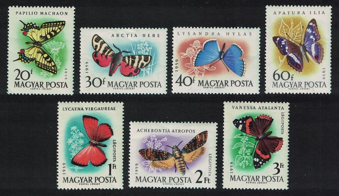 Hungary Butterflies and Moths 7v 1959 MNH SG#1612-1618 MI#1633-1639A