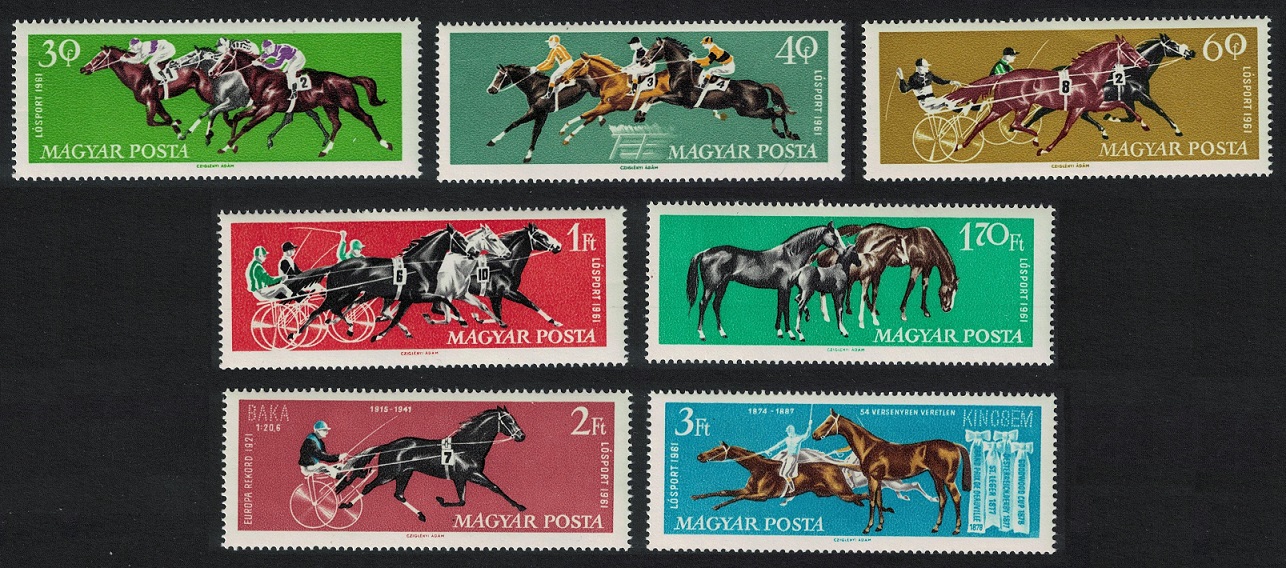 Hungary Horses Racehorses 7v 1961 MNH SG#1758-1764 MI#1776A-1782A