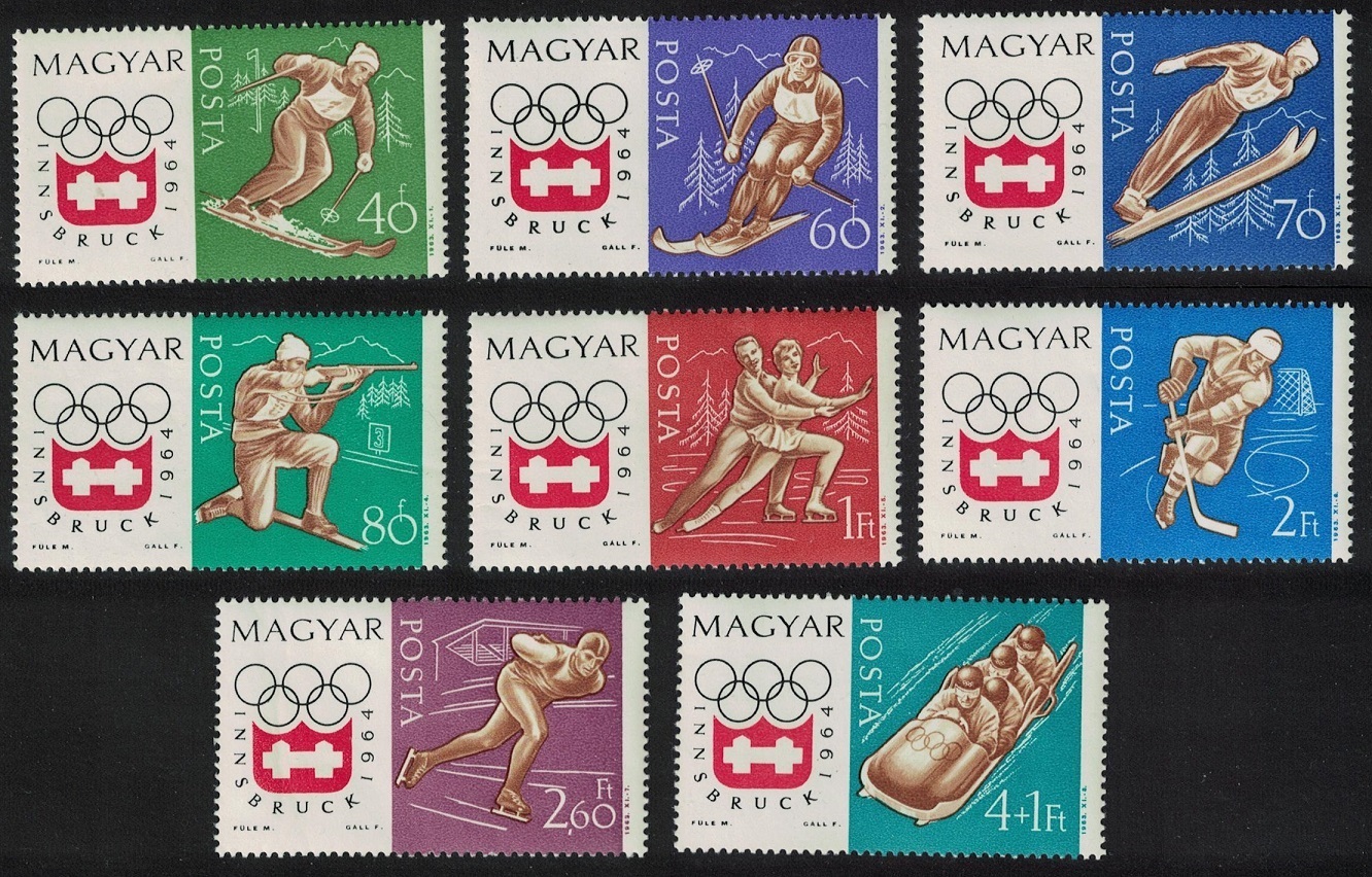 Hungary Hockey Slalom Bobsleigh Winter Olympic Games Innsbruck 8v 1963 MNH SG#1947-1954 MI#1975-1982