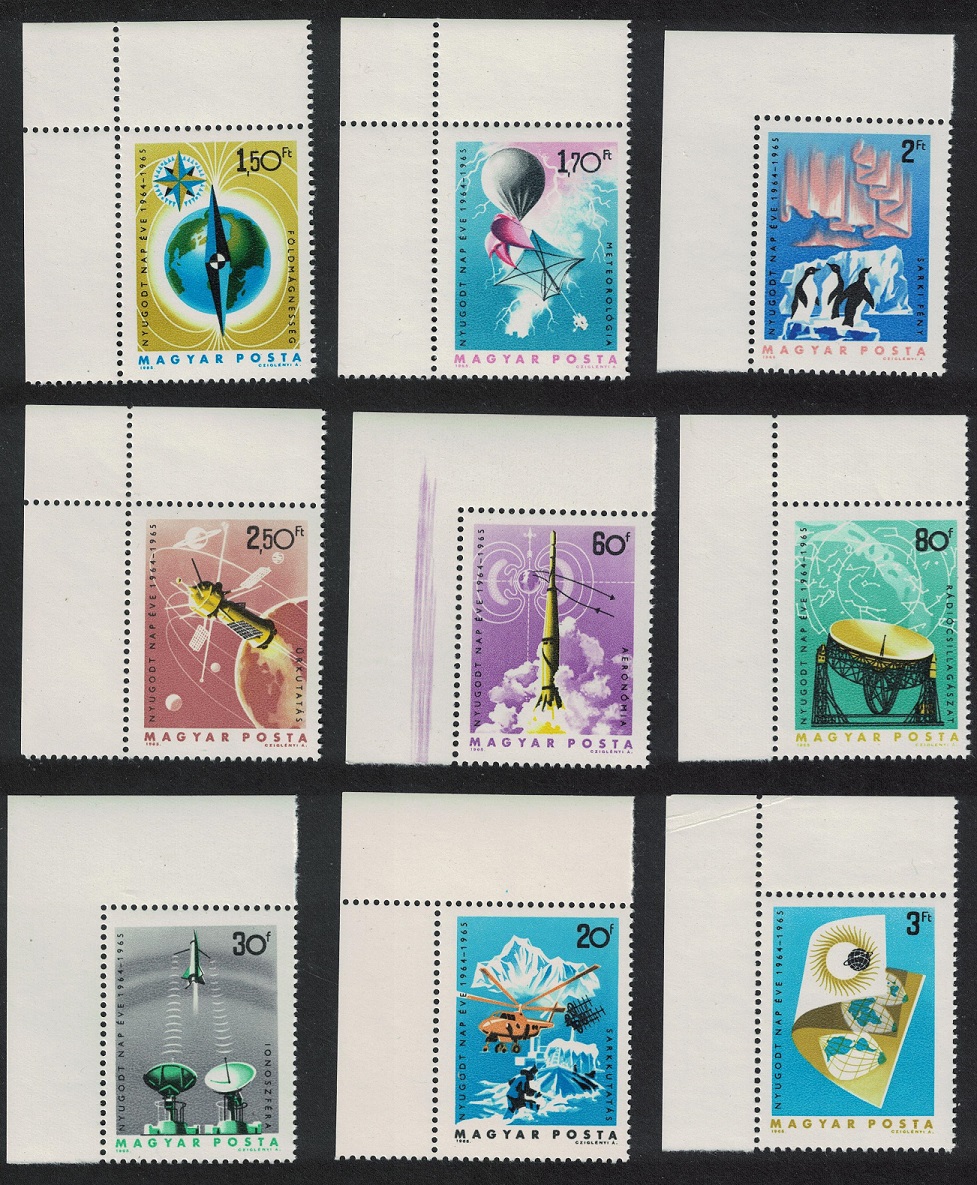 Hungary Penguins Birds Helicopter Space Quiet Sun 9v Corners 1965 MNH SG#2056-2064 MI#2101A-2109A