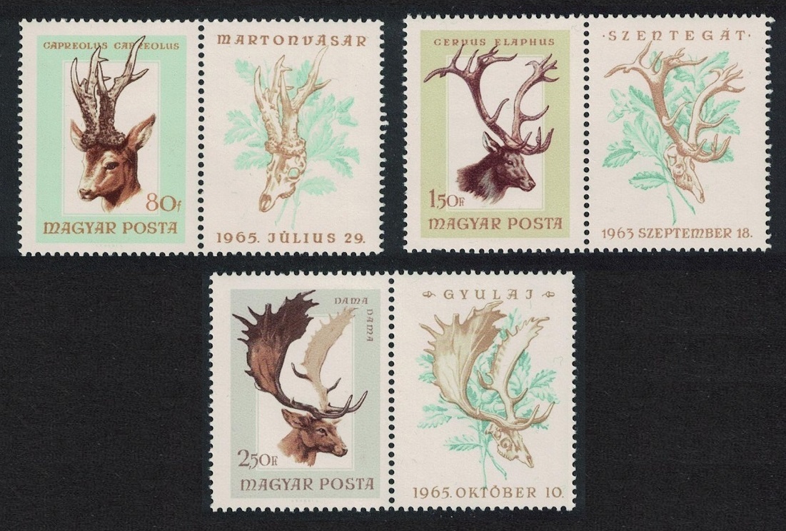 Hungary Hunting 3v with labels 1966 MNH SG#2208-2210